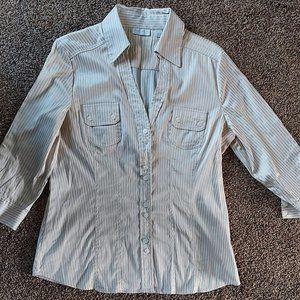 Women's New York & Company Button Down 3/4 Sleeve Blouse